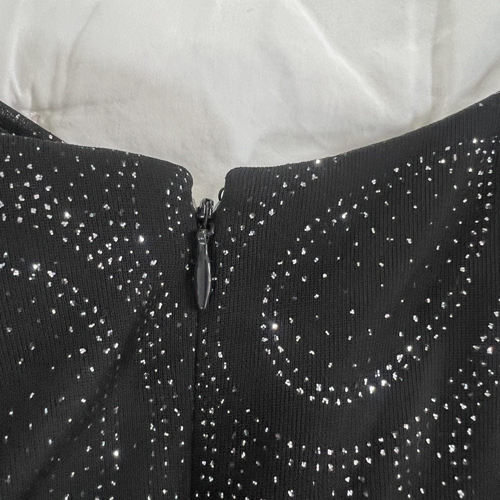 R&M Richards Black Glitter Formal Evening Dress Womens 8 Beaded Maxi Gown - Picture 6 of 15